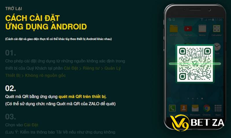 Quét mã QR tải app V9bet dành cho thiết bị Android